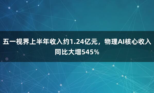 五一视界上半年收入约1.24亿元，物理AI核心收入同比大增545%