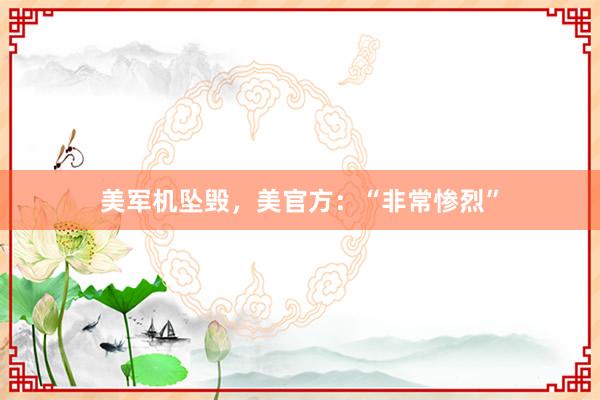 美军机坠毁，美官方：“非常惨烈”