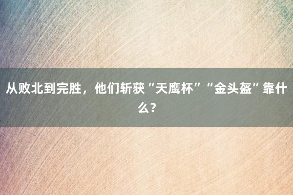 从败北到完胜，他们斩获“天鹰杯”“金头盔”靠什么？