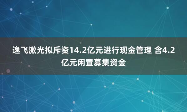 逸飞激光拟斥资14.2亿元进行现金管理 含4.2亿元闲置募集资金