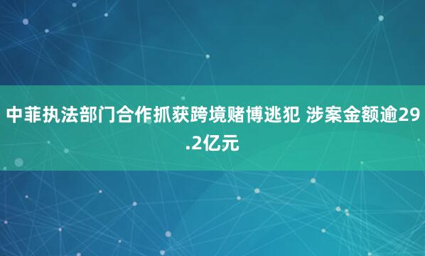 中菲执法部门合作抓获跨境赌博逃犯 涉案金额逾29.2亿元