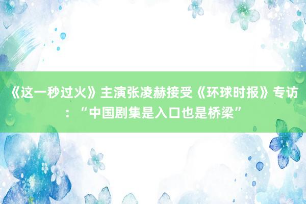 《这一秒过火》主演张凌赫接受《环球时报》专访：“中国剧集是入口也是桥梁”