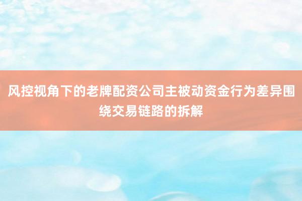 风控视角下的老牌配资公司主被动资金行为差异围绕交易链路的拆解