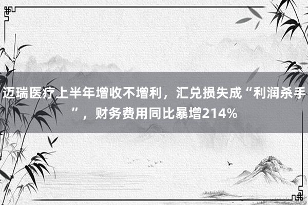 迈瑞医疗上半年增收不增利，汇兑损失成“利润杀手”，财务费用同比暴增214%