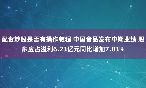 配资炒股是否有操作教程 中国食品发布中期业绩 股东应占溢利6.23亿元同比增加7.83%