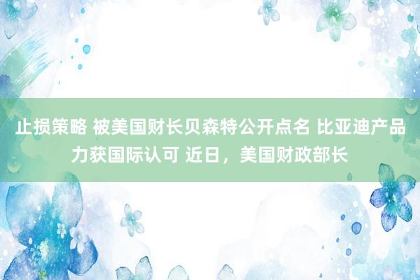 止损策略 被美国财长贝森特公开点名 比亚迪产品力获国际认可 近日，美国财政部长
