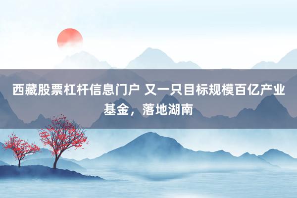 西藏股票杠杆信息门户 又一只目标规模百亿产业基金，落地湖南