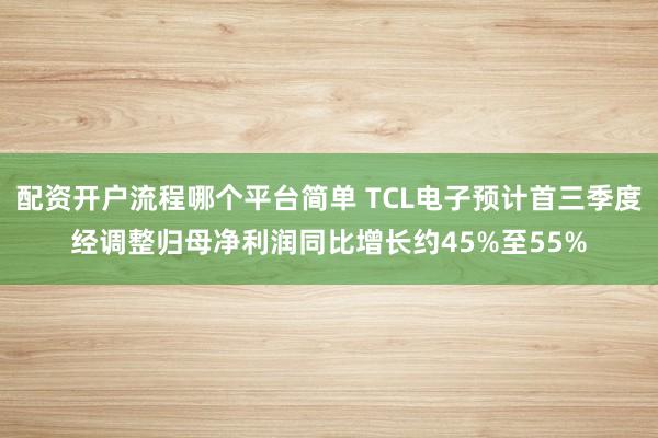 配资开户流程哪个平台简单 TCL电子预计首三季度经调整归母净利润同比增长约45%至55%