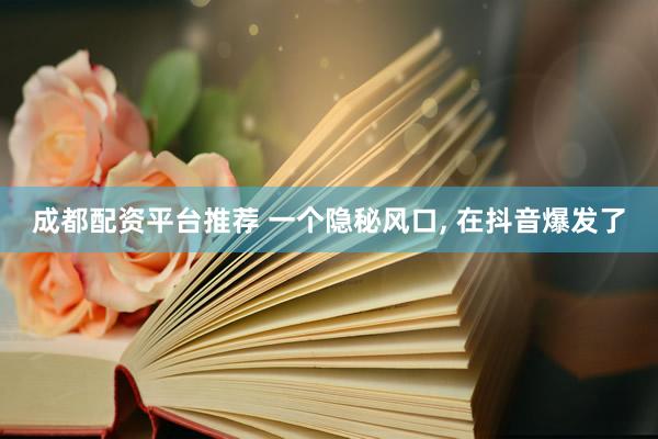 成都配资平台推荐 一个隐秘风口, 在抖音爆发了